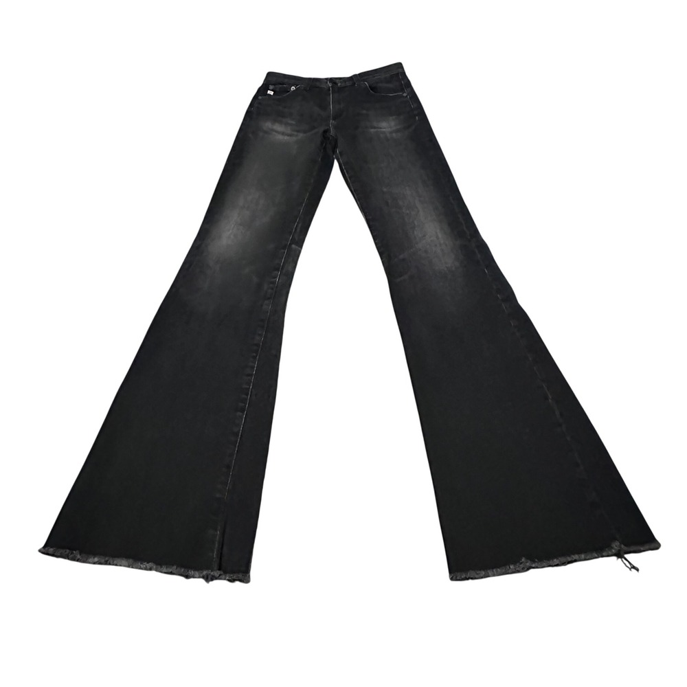 AG Adriano Goldschmied Alexis Bootcut Jeans Black Wash‎ Frayed Hem Size 26R
